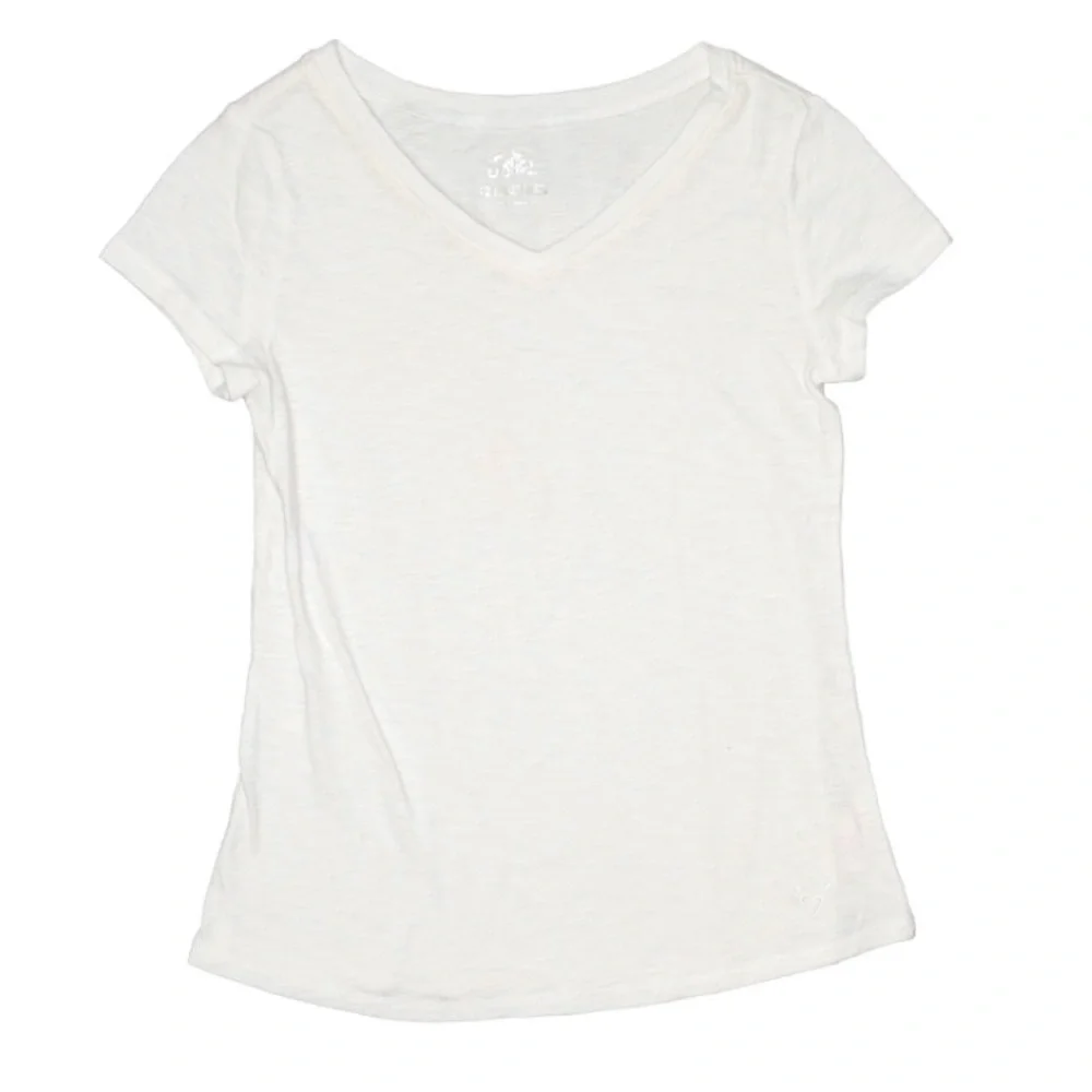 Justice white short sleeve V-neck T-shirt girls 12